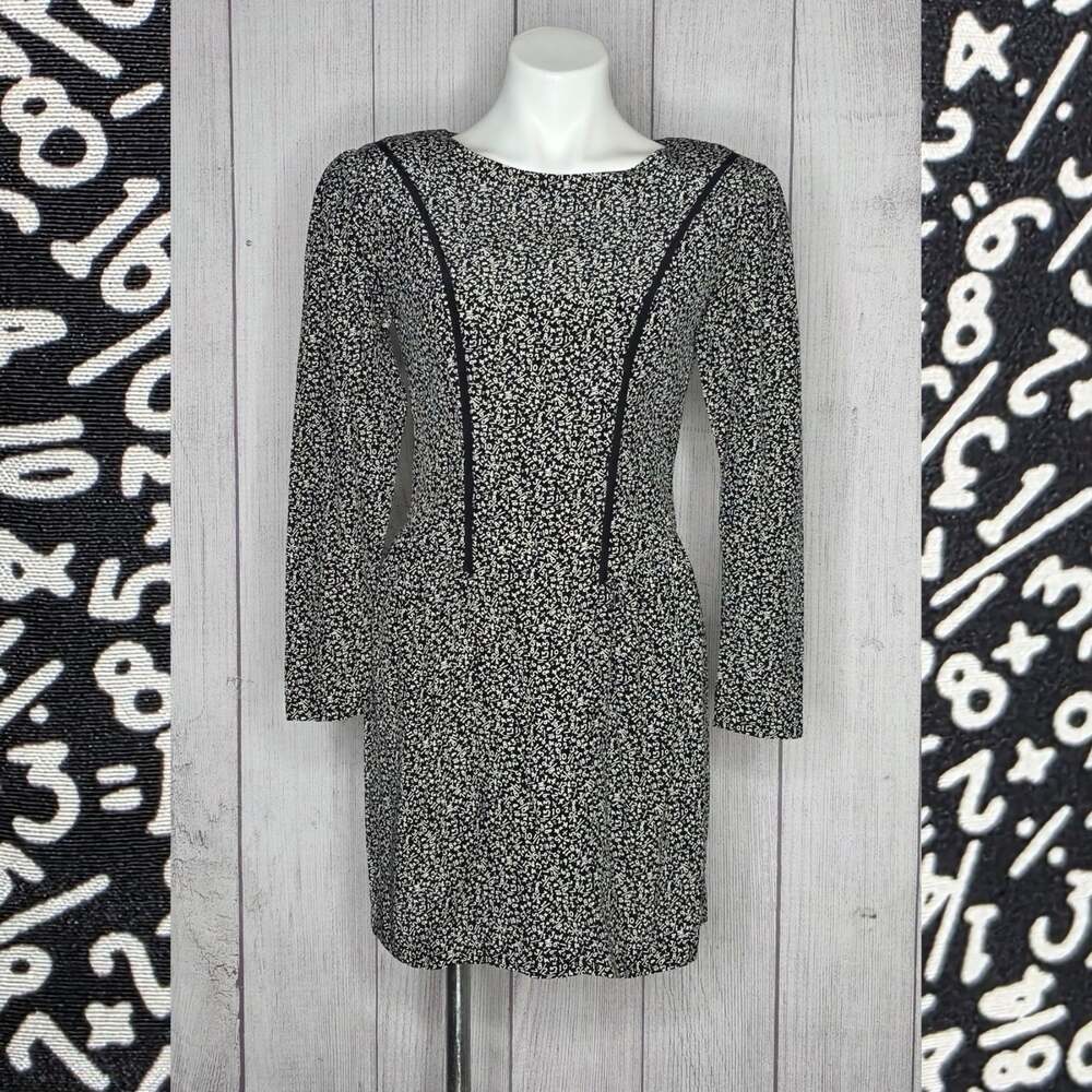 Vintage Bonnie Yim 80s Silk Math Numbers Novelty Print Dress Size 4 Geek Chic